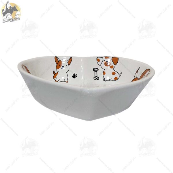 ظرف غذای سرامیکی سگ طرح قلب