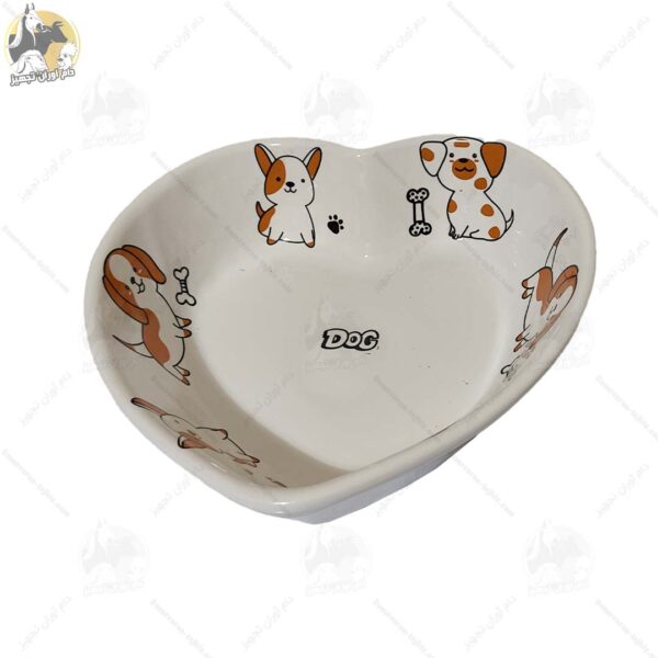 ظرف غذای سرامیکی سگ طرح قلب